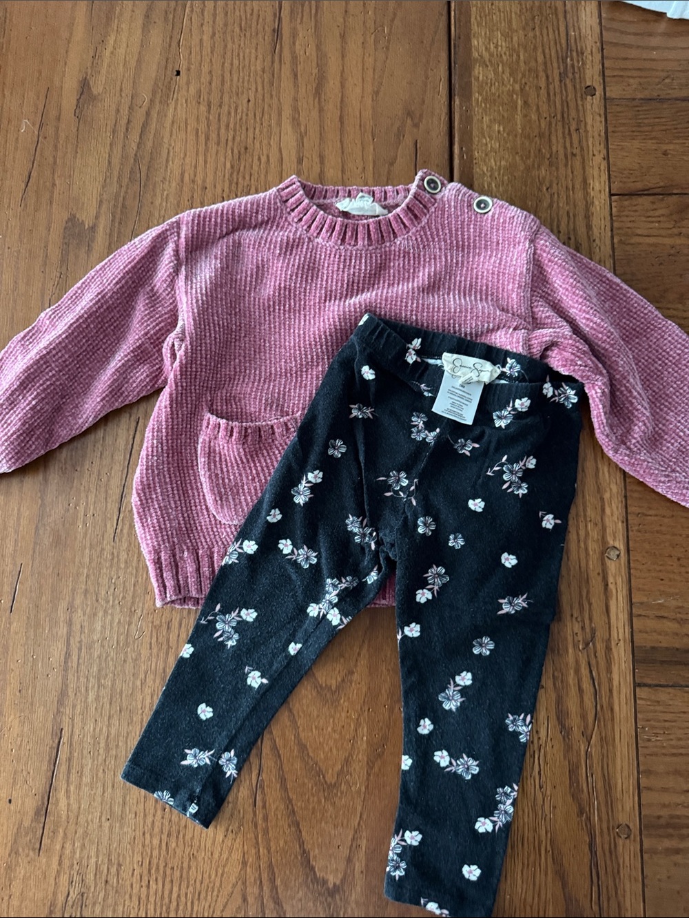 Jessica Simpson Pink Chenille Sweater Top with Button Shoulder